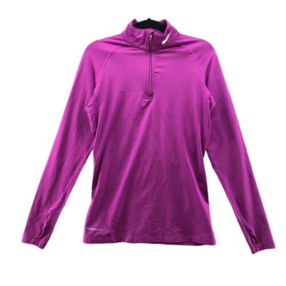 Nike Pro Combat 1/4 Zip Pullover Top Size XL Purple Dri-Fit Fitted Long